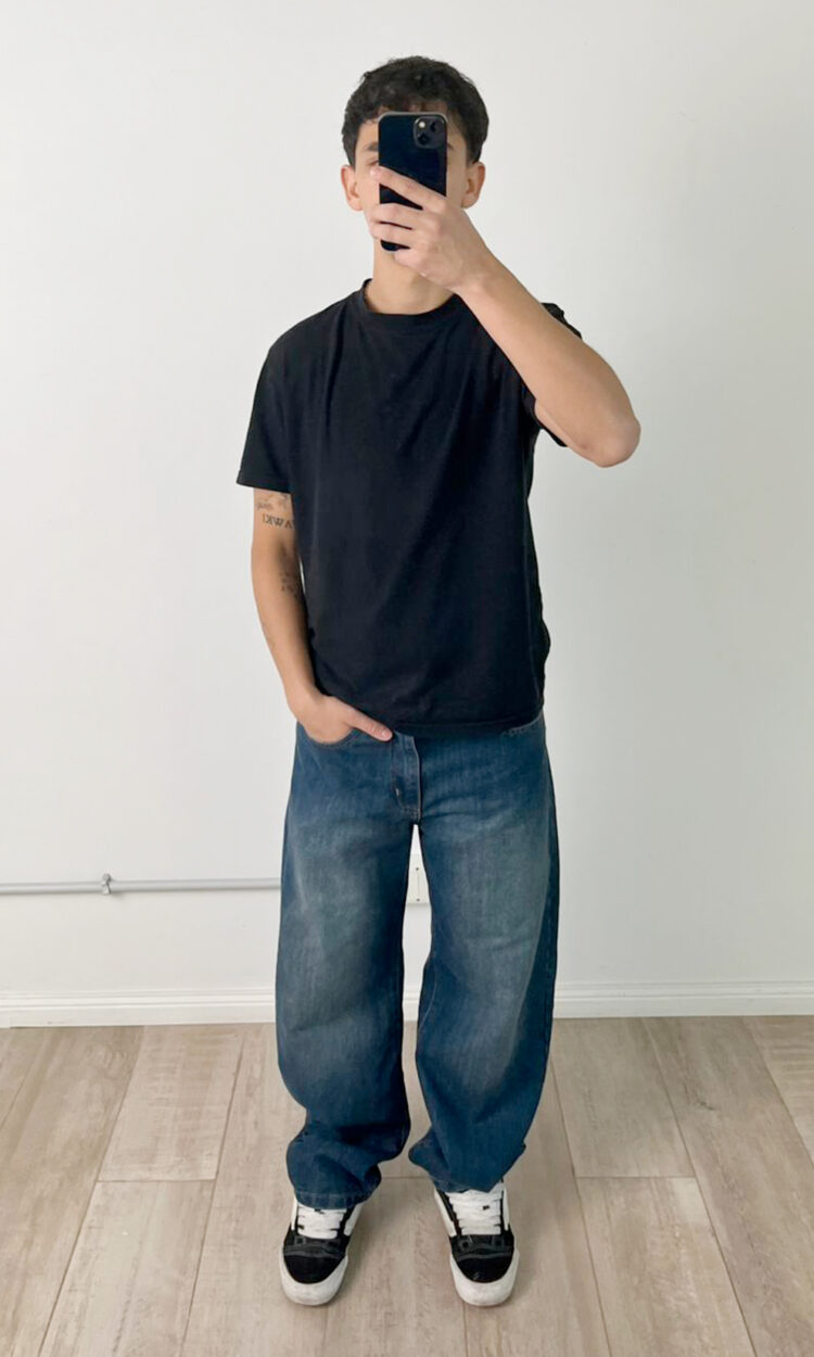 01602-RP | BAGGY AZUL MATIZADO PESPUNTE
